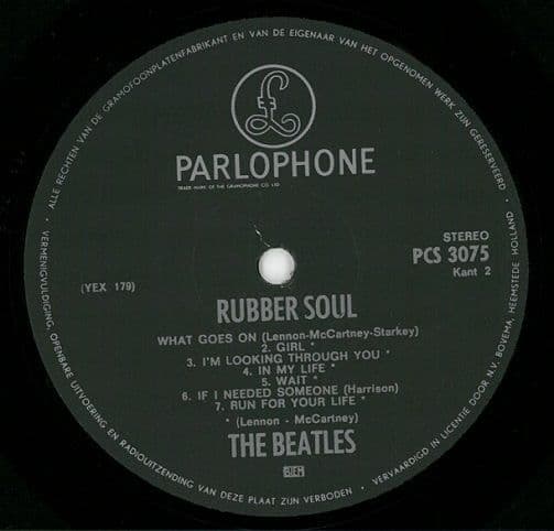 THE BEATLES Rubber Soul Vinyl Record LP Dutch Parlophone